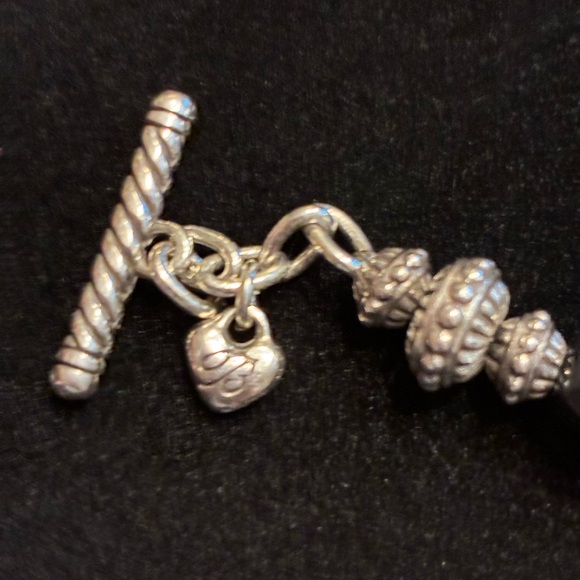 Brighton Silver-Tone and Black Beaded Heart Charm Bracelet - Picture 9 of 13